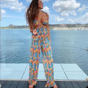 ZARA PLEATED FLORAL PANTS SET